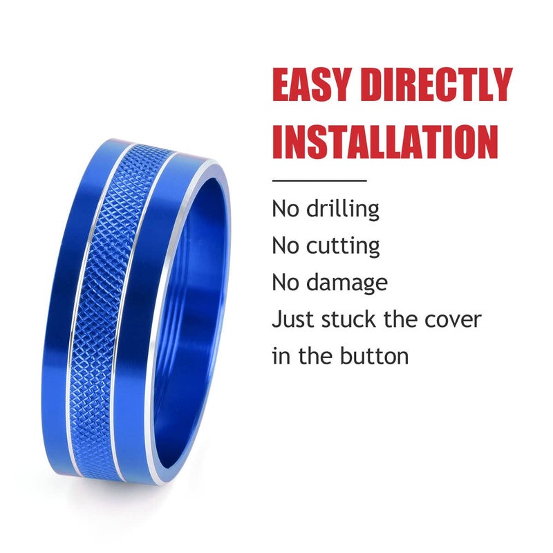 EBAIFUN Blue Auto Air Conditioner AC Climate Control Knob Button Cover Twist Switch Decal Trim Aluminum Ring Accessories Compatible with Jeep Wrangler JK JKU 2011-2018 and Dodge Challenger 2008-2014 - Image 4